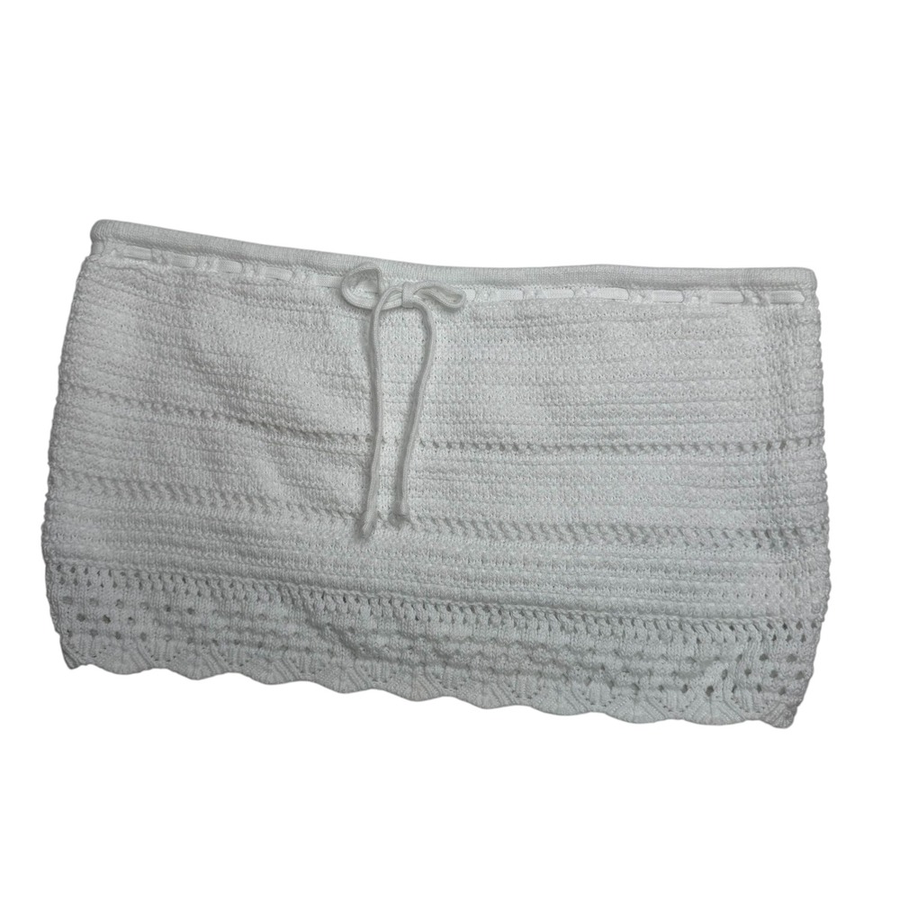 Hollister  Crochet Tube Top White XL Strapless Scalloped Knit Coquette Cottage